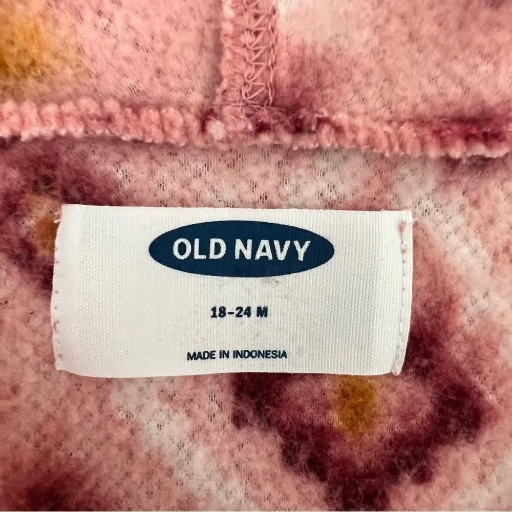 OLD Navy Toddler Girl Petal Pusher Patterned Sherpa Bear Zip Hoodie 18-24M